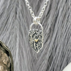 Kettenanhänger "Liebe im Herzen" Bicolor, Anatomisches Herz aus recyceltem Silber