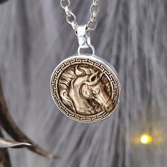 Kettenanhänger "Pferdekopf" recyceltes Sterlingsilber + Bronze, handgefertigt