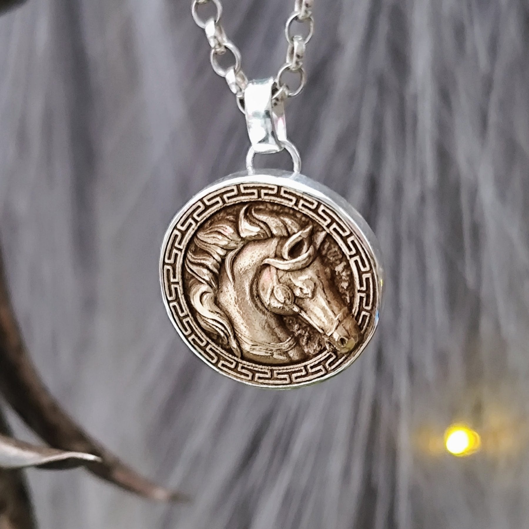 Kettenanhänger "Pferdekopf" recyceltes Sterlingsilber + Bronze, handgefertigt