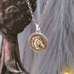 Kettenanhänger "Pferdekopf" recyceltes Sterlingsilber + Bronze, handgefertigt