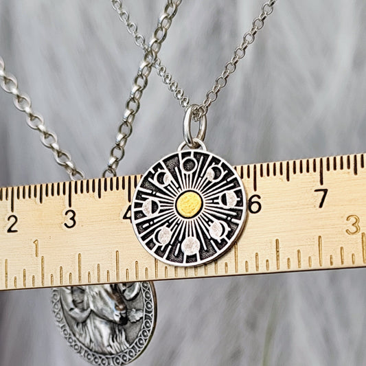 Kettenanhänger "Mondphasen" recyceltes Silber, handgefertigt