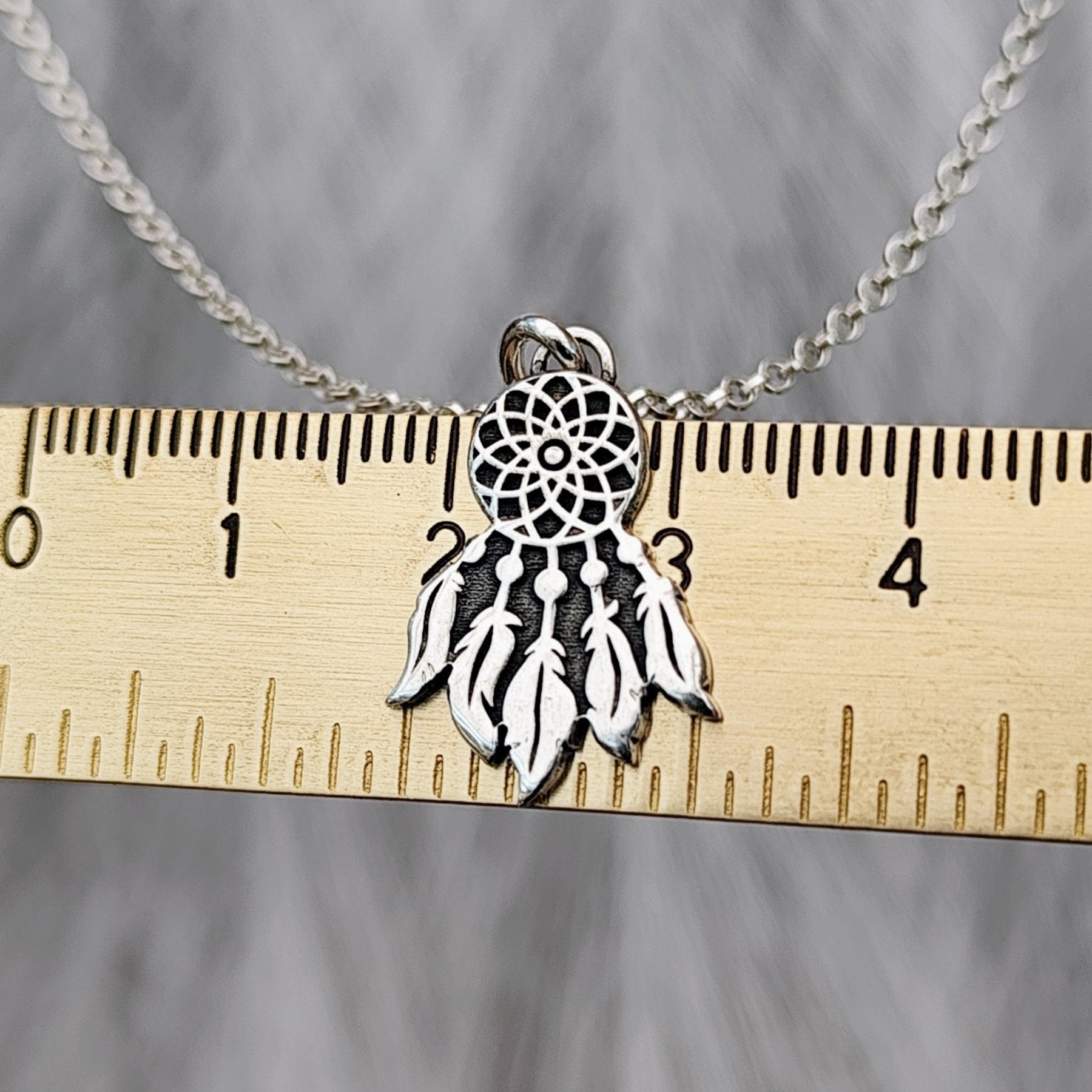 Kettenanhänger "kleiner Traumfänger" recyceltes Sterlingsilber, handgefertigt