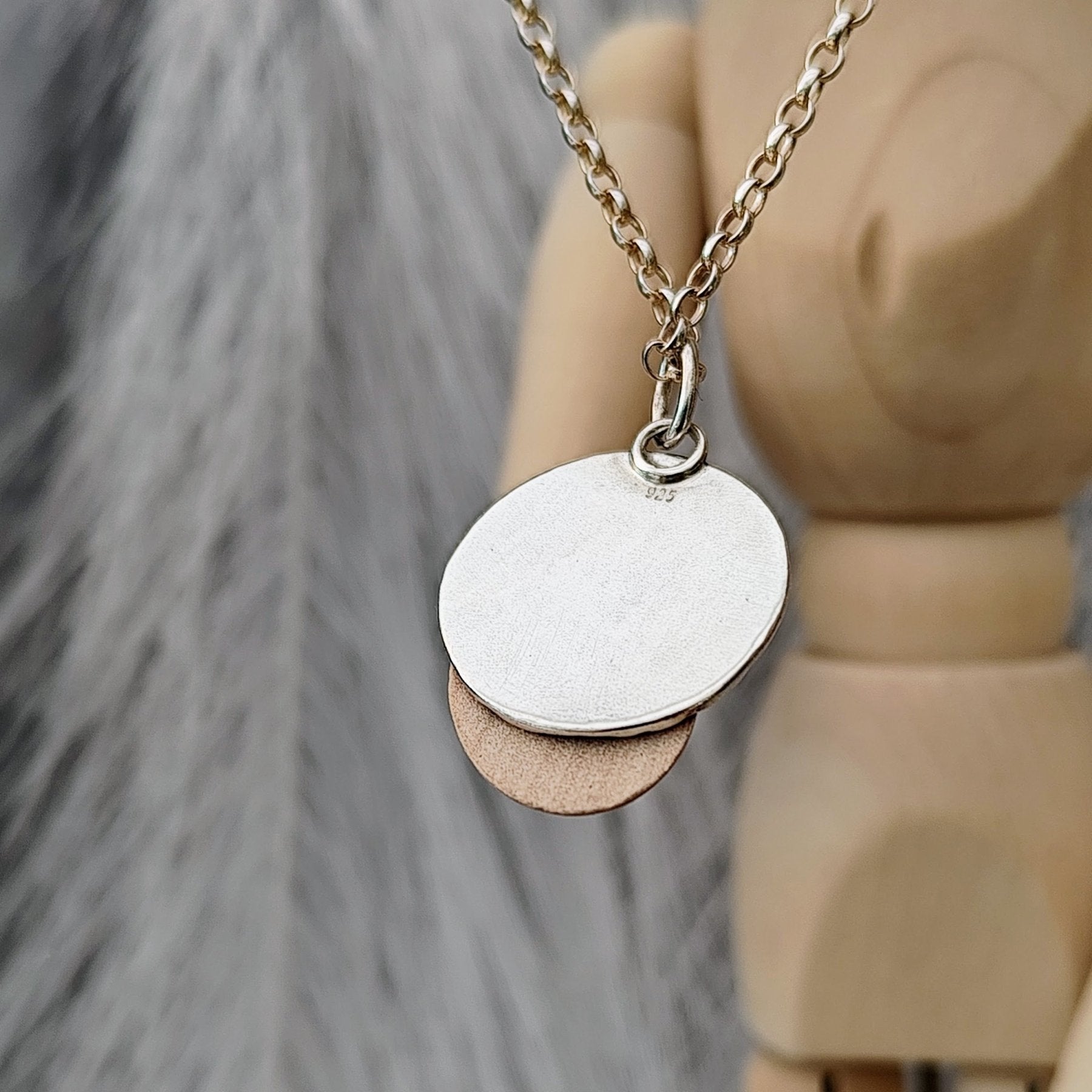 Kettenanhänger "Bergliebe bei Nacht" recyceltes Silber, handgefertigt