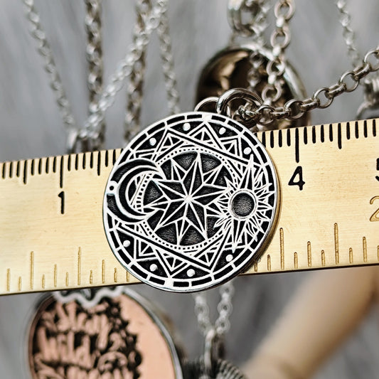 Kettenanhänger "Sonne, Mond & Sterne" recyceltes Sterlingsilber, handgefertigt