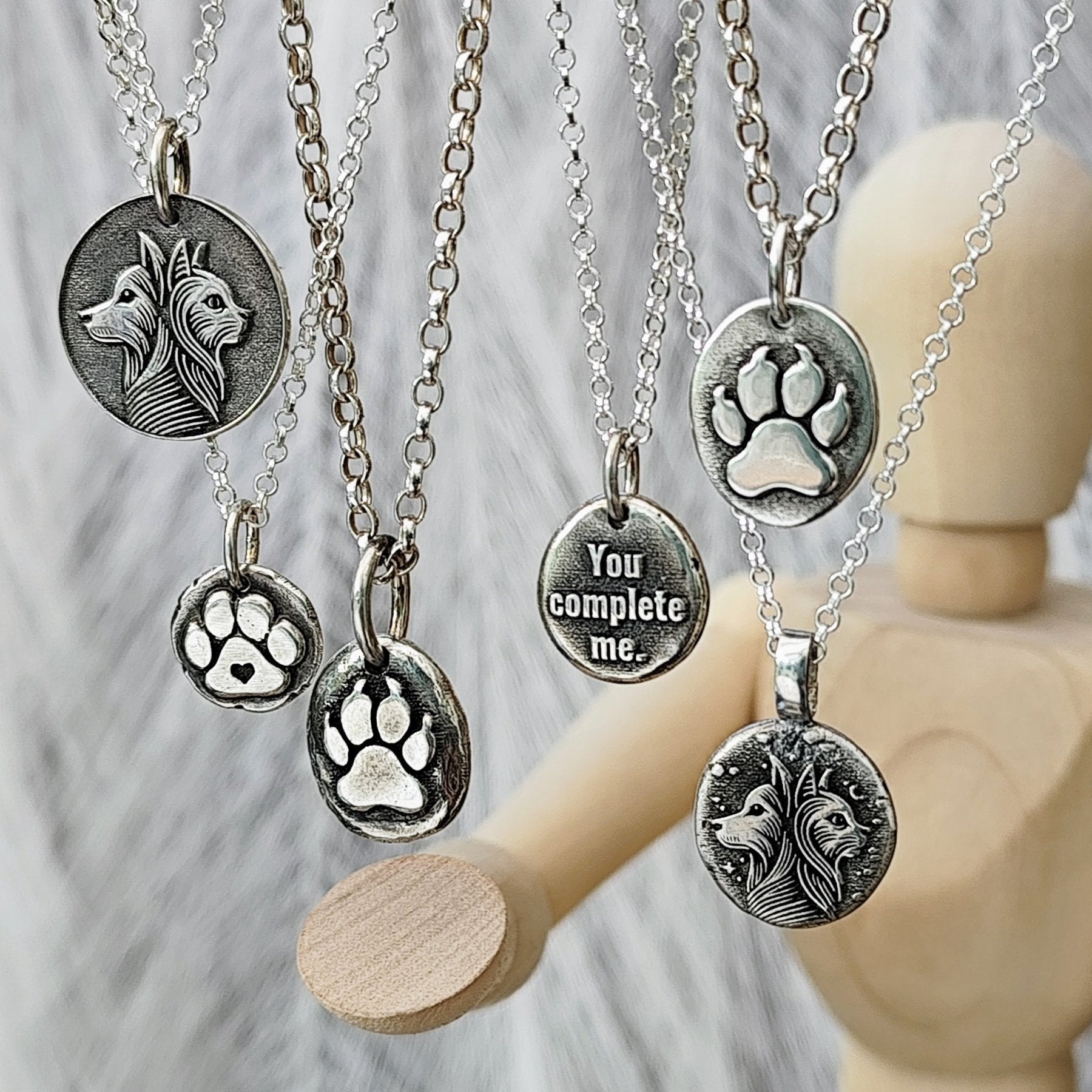 Kettenanhänger "Hund & Katze" 925er recyceltes Silber