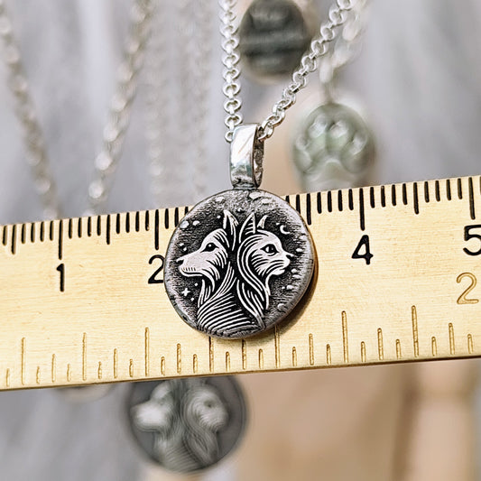 Kettenanhänger "Hund & Katze" Nugget aus 925er recyceltes Silber