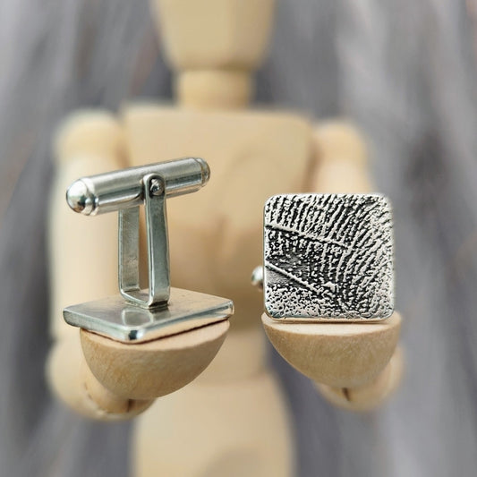 Manschettenknöpfe mit persönlicher Gravur, mit Fingerabdruck oder Wunschmotiv, 925 Sterlingsilber,