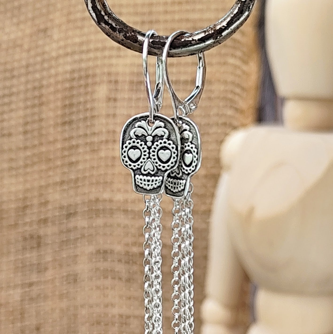 Ohrringe La Catrina in love - aus recyceltem 925er Silber