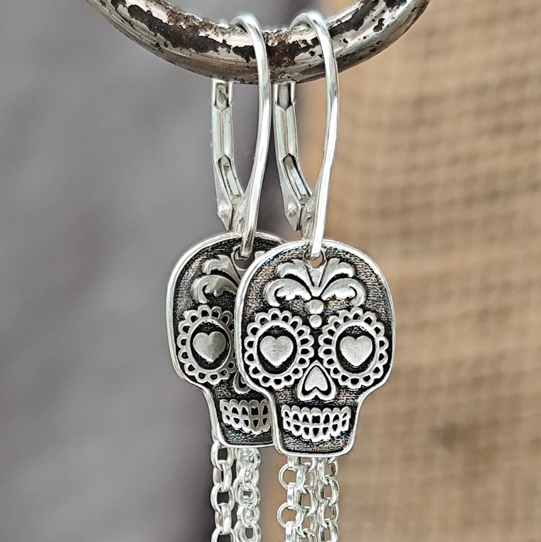 Ohrringe La Catrina in love - aus recyceltem 925er Silber