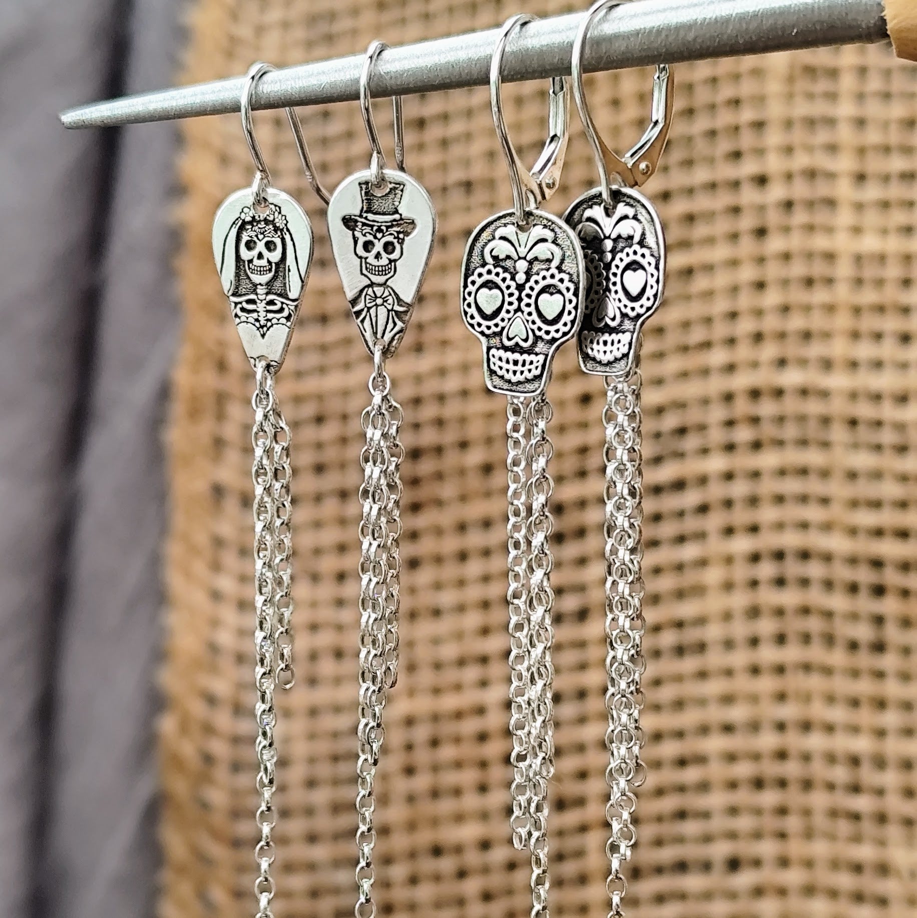 Ohrringe La Catrina & her lover - aus recyceltem 925er Silber