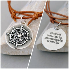Kettenanhänger "Kompass mit Herz" mit Silberkette, recyceltes Silber - animoART