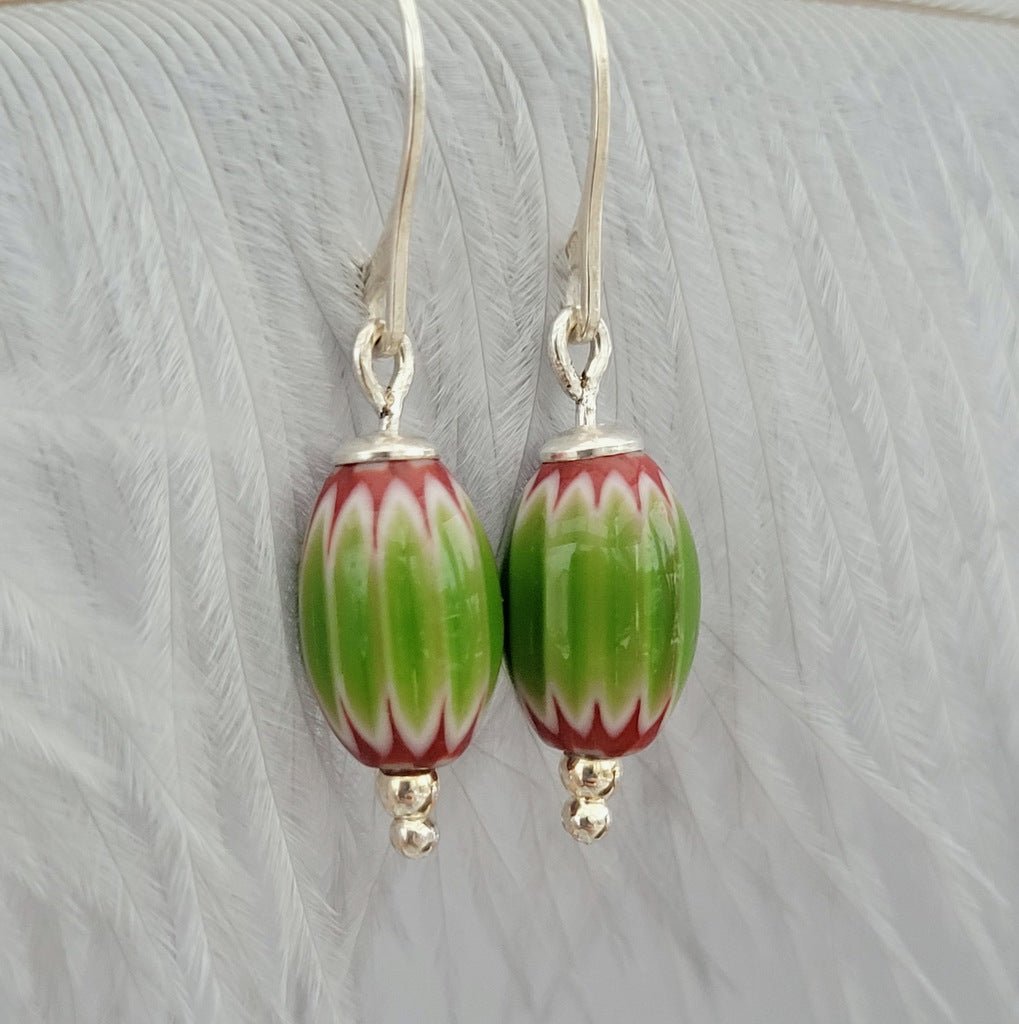 Farbenfrohe Ohrringe mit Millefiori Perlen, 925er Silber - animoART