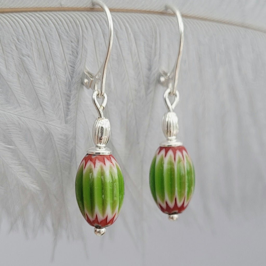 Farbenfrohe Ohrringe mit Millefiori Perlen, 925er Silber - animoART