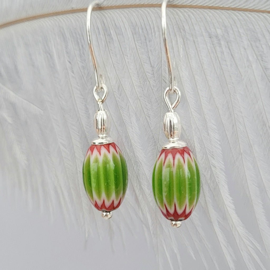 Farbenfrohe Ohrringe mit Millefiori Perlen, 925er Silber - animoART