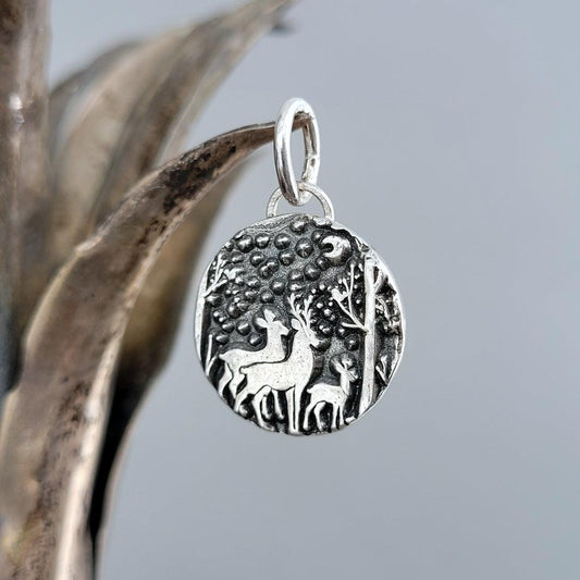 Anhänger "Hirsch - Familie" aus recyceltem Silber handgefertigt - animoART