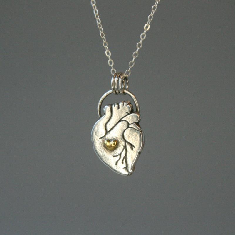 Anhänger "Liebe im Herzen" Bicolor, Anatomisches Herz mit Silberkette - animoART