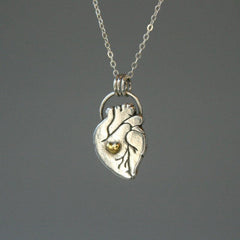 Anhänger "Liebe im Herzen" Bicolor, Anatomisches Herz mit Silberkette - animoART