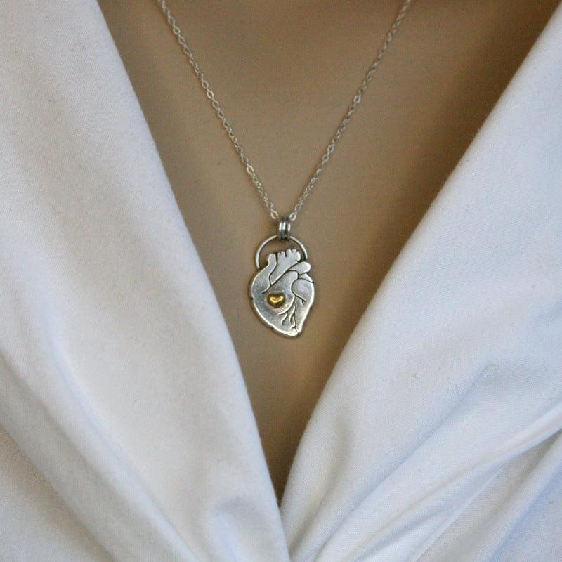 Anhänger "Liebe im Herzen" Bicolor, Anatomisches Herz mit Silberkette - animoART