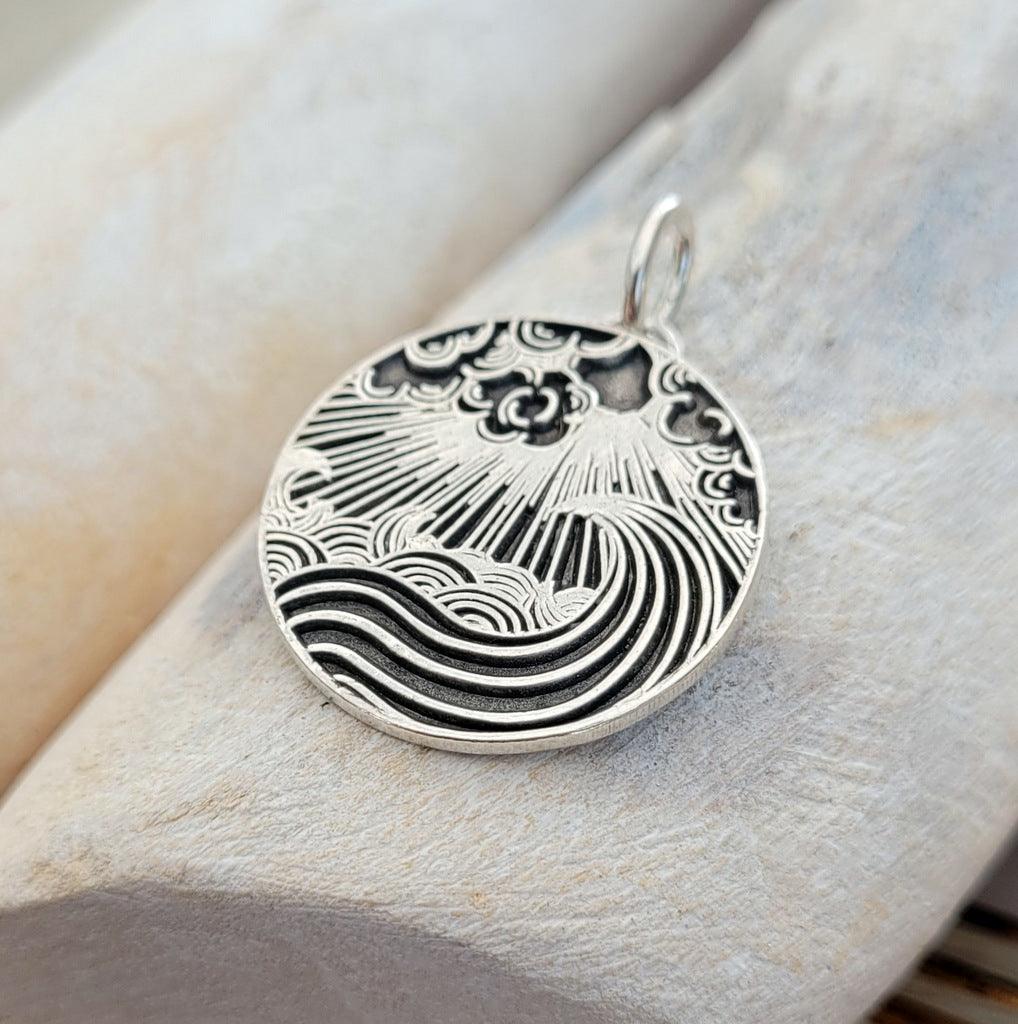 Anhänger Meer im Sonnenschein, recyceltes Silber, handgefertigt - animoART