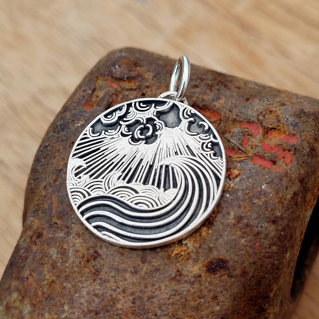 Anhänger Meer im Sonnenschein, recyceltes Silber, handgefertigt - animoART