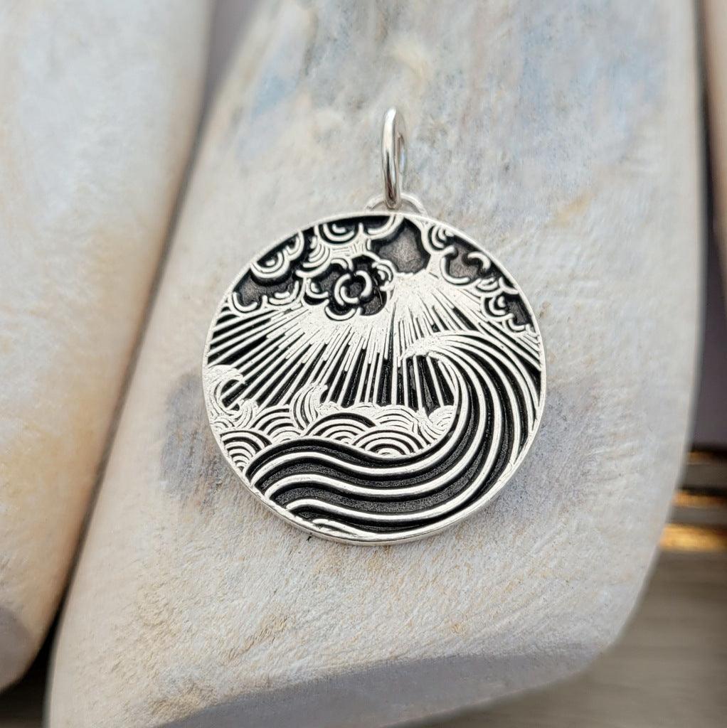 Anhänger Meer im Sonnenschein, recyceltes Silber, handgefertigt - animoART