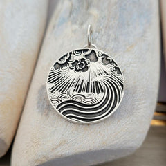 Anhänger Meer im Sonnenschein, recyceltes Silber, handgefertigt - animoART