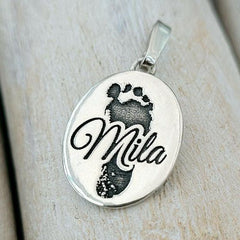 Anhänger mit Fußabdruck & Name - animoART