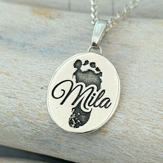 Anhänger mit Fußabdruck & Name - animoART