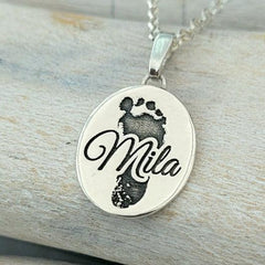 Anhänger mit Fußabdruck & Name - animoART