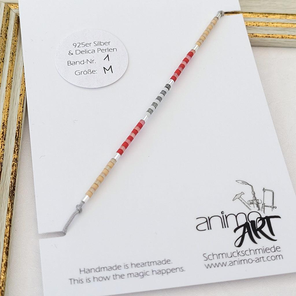 Armband "Sweet Pearls No.8" Textilband, größenverstellbar, - animoART