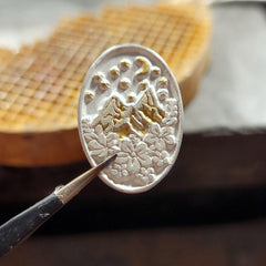 Herstellung Kettenanhänger "Blumen - Berge mit Mondschein" recyceltes Silber, handgefertigt - animoART