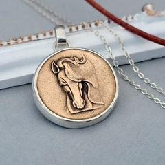 Kettenanhänger "eleganter Pferdekopf" bronze, recyceltes Sterlingsilber, handgefertigt - animoART