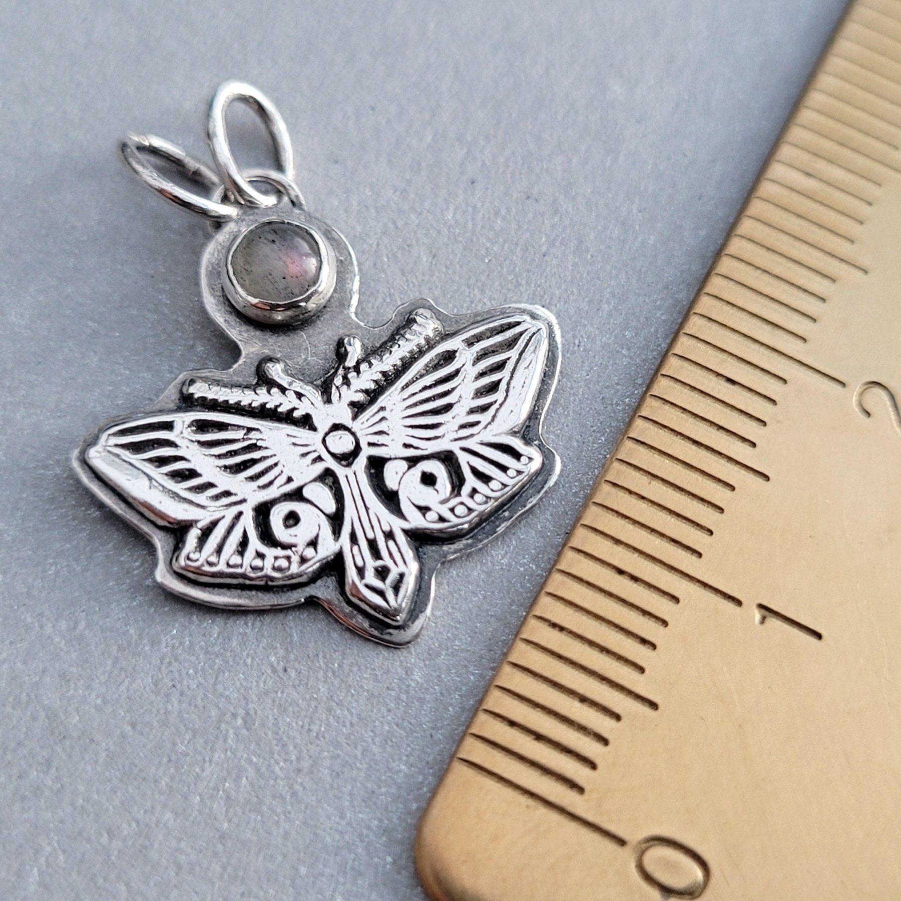 Kettenanhänger "Mond - Motten" Achat - Edelstein, recyceltes 925er Silber - animoART
