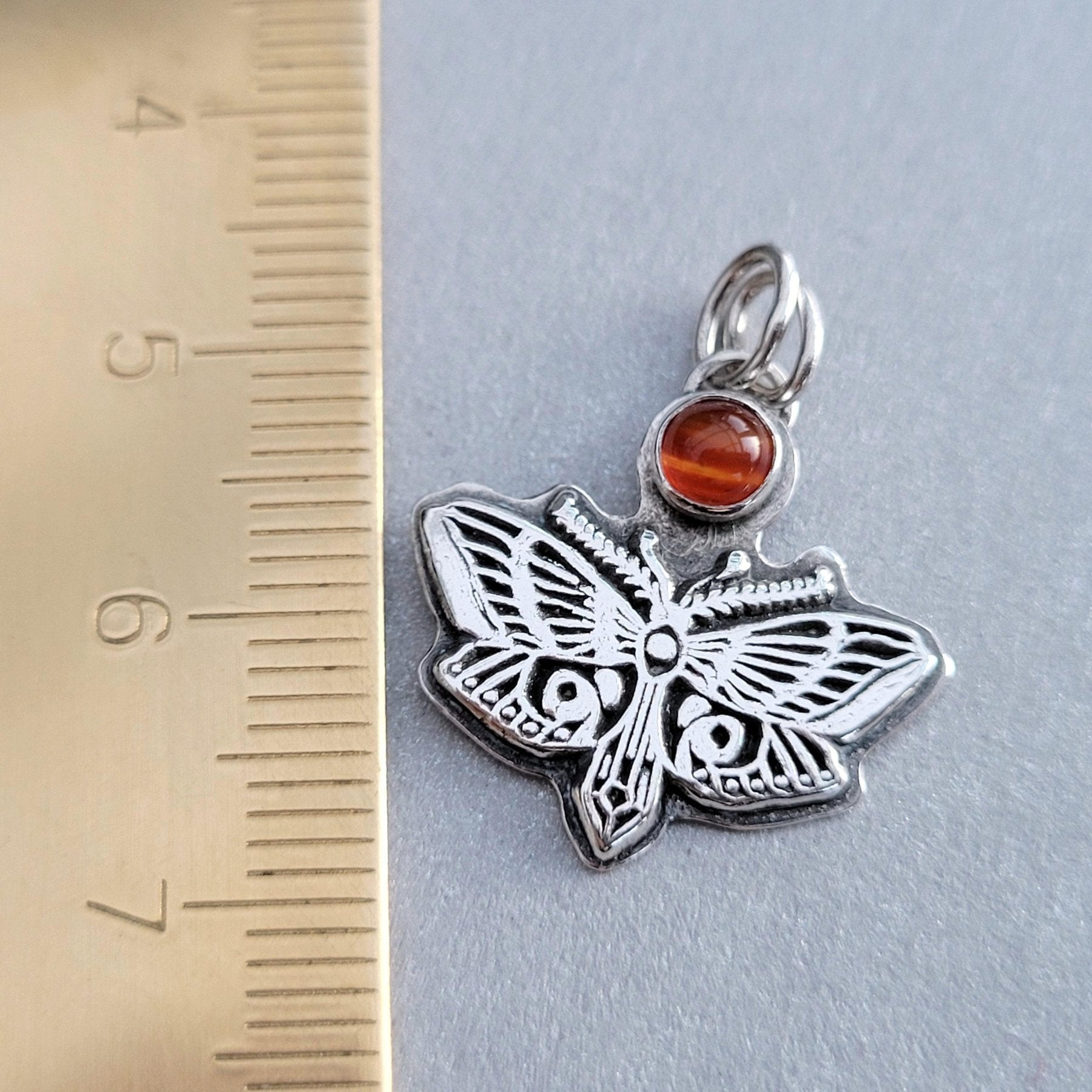 Kettenanhänger "Mond - Motten" Achat - Edelstein, recyceltes 925er Silber - animoART