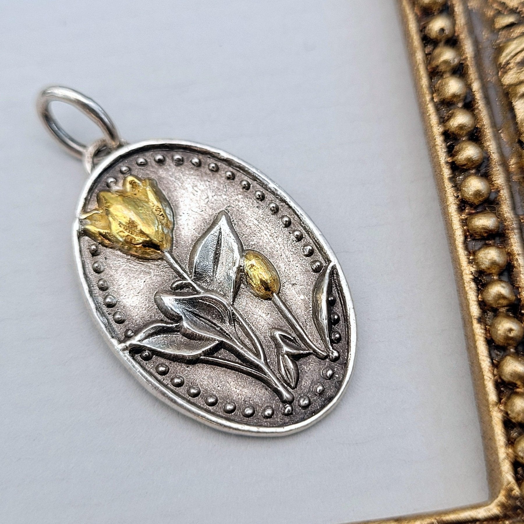 Kettenanhänger "Tulpen - Duo" recyceltes Silber, handgefertigt - animoART