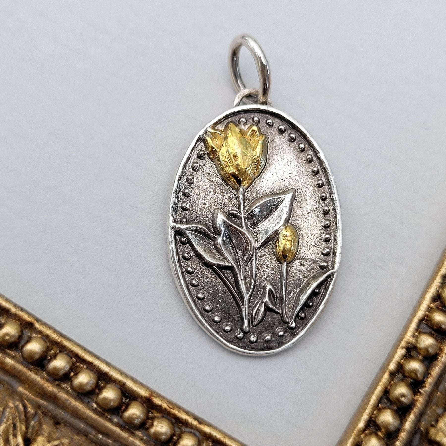 Kettenanhänger "Tulpen - Duo" recyceltes Silber, handgefertigt - animoART