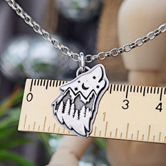 Kettenanhänger "Wolf im Wald" recyceltes Silber, handgefertigt