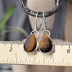 Ohrringe "Tigeraugen Tropfen" handgefertigt mit recyceltem 925er Silber