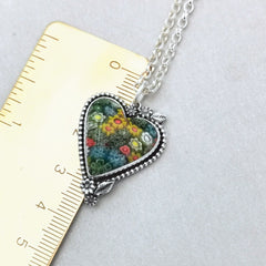 Kettenanhänger Millefiori Herz, handgefertigt mit recyceltem Silber - animoART