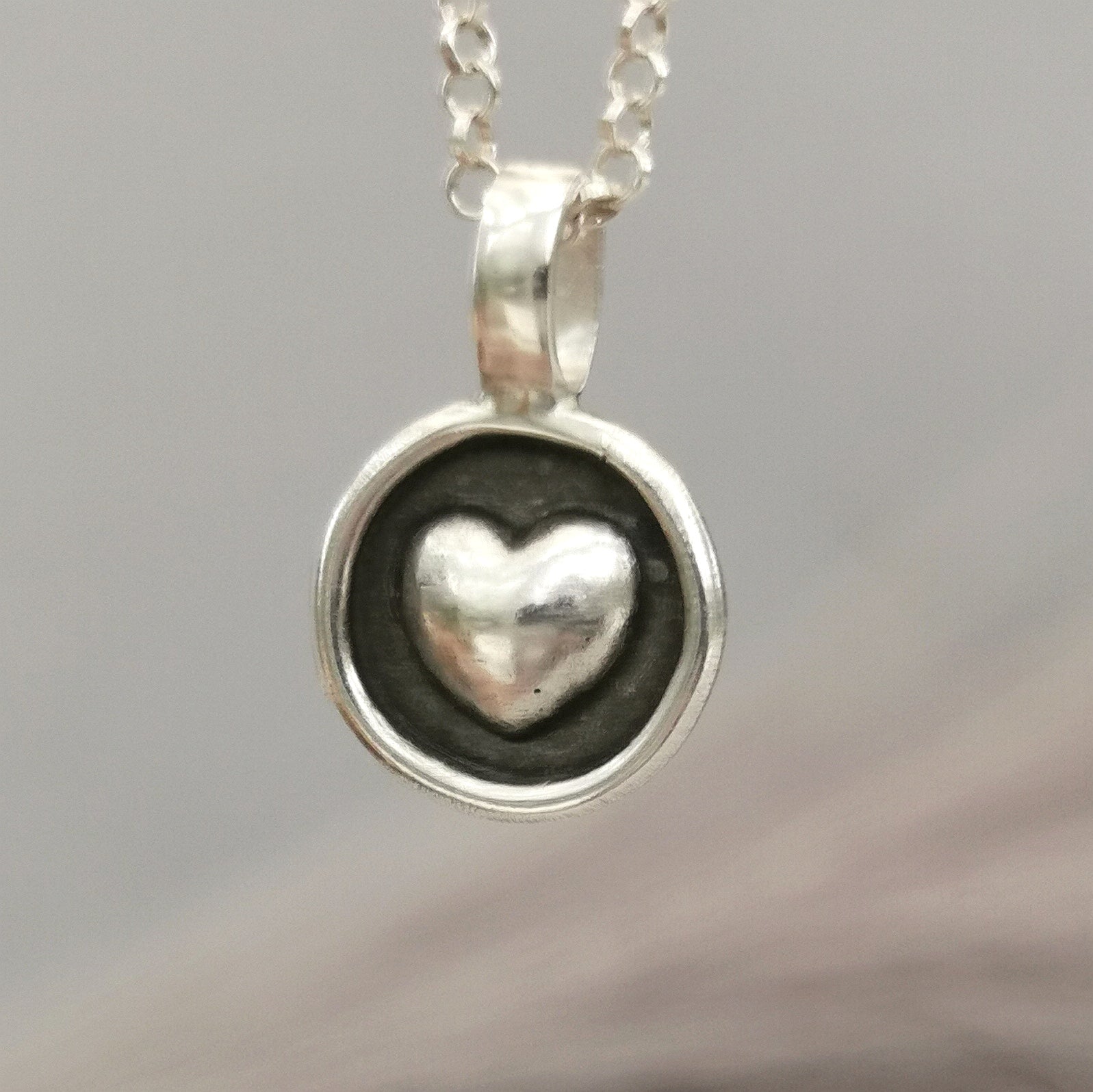 Kettenanhänger "kleines Herz" Frame - handgefertigt aus recyceltem Silber - animoART