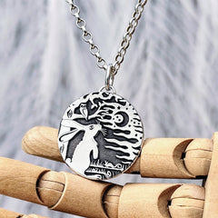 Kettenanhänger "Hase im Mondschein" aus 925er recyceltem Silber, handgefertigt