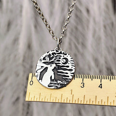 Kettenanhänger "Hase im Mondschein" aus 925er recyceltem Silber, handgefertigt