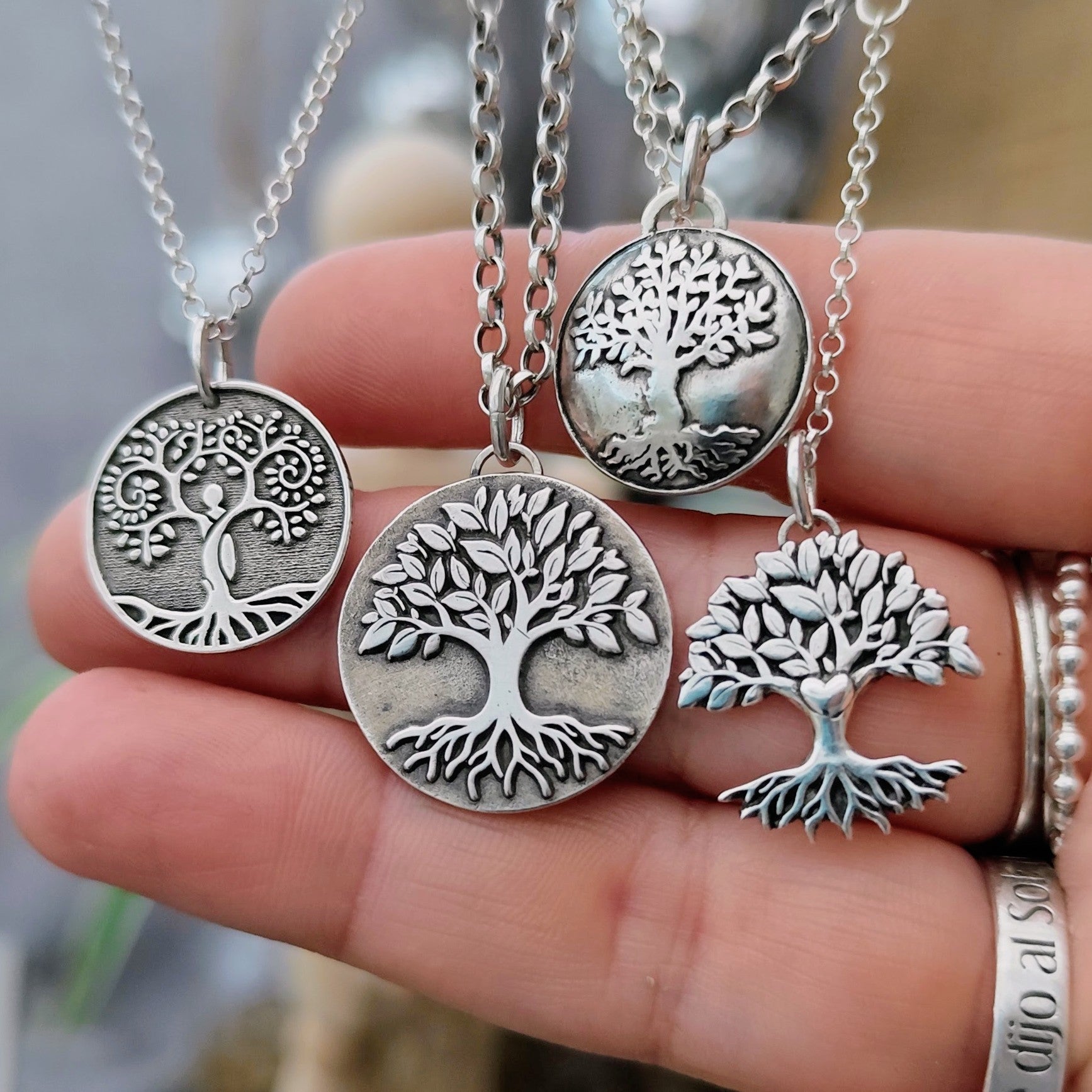 Kettenanhänger "Lebensbaum" aus 925er recyceltes Sterlingsilber, handgefertigt