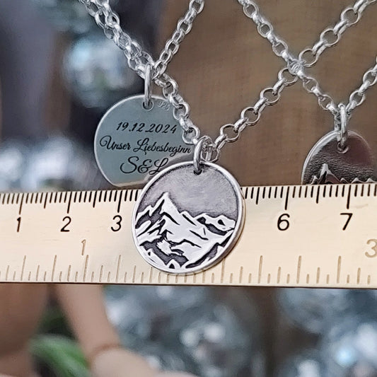 Kettenanhänger "Berggipfel" recyceltes Silber
