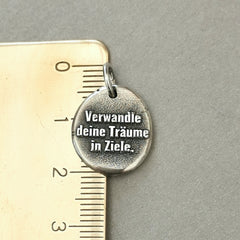 Kettenanhänger mit Spruch: Ziele, handgefertigter Nugget mit recyceltem Silber - animoART