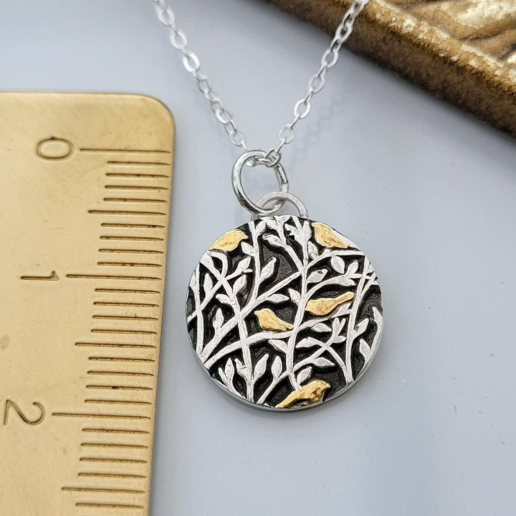 Anhänger "5 Vögelchen" Bicolor, recyceltes Silber und 24K. Gold, handgefertigt - animoART