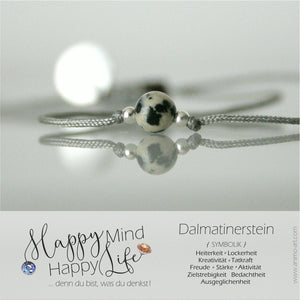 Armband mit Bedeutung "Dalmatiner-Stein" / Grau - Silber_Schmuck_handmade_animoART