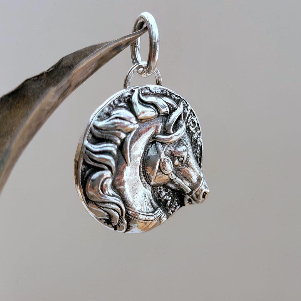 Kettenanhänger "Pferdekopf" recyceltes Sterlingsilber, handgefertigt - animoART