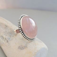Ring mit Rosenquarz - 925er Sterling Silber
