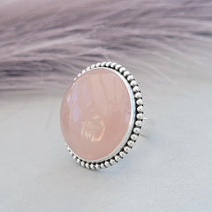Ring mit Rosenquarz - 925er Sterling Silber